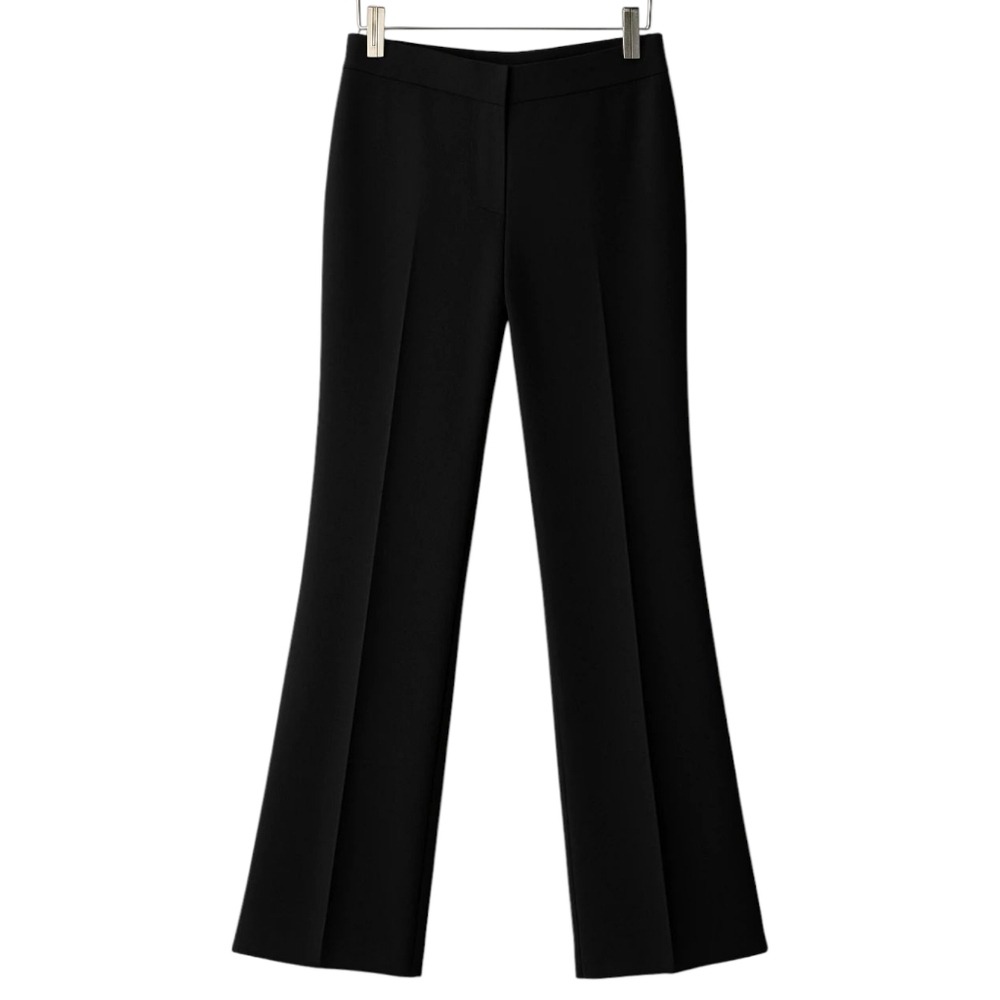 Oscar De La Renta Dress Pants Black Straight Leg Rib Classic Slacks Women's 8
